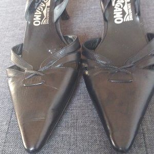 Ferragamo Black Sling Backs Elegant. Size 7